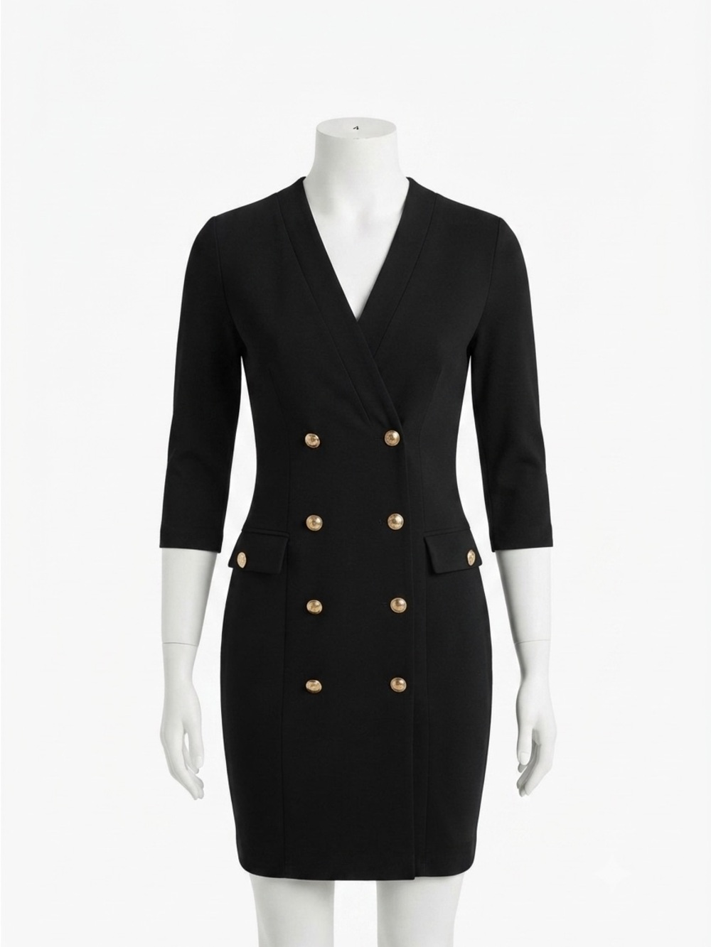 Joseph Ribkoff Black Gold Button Wrap Dress Mob Wife Size 4